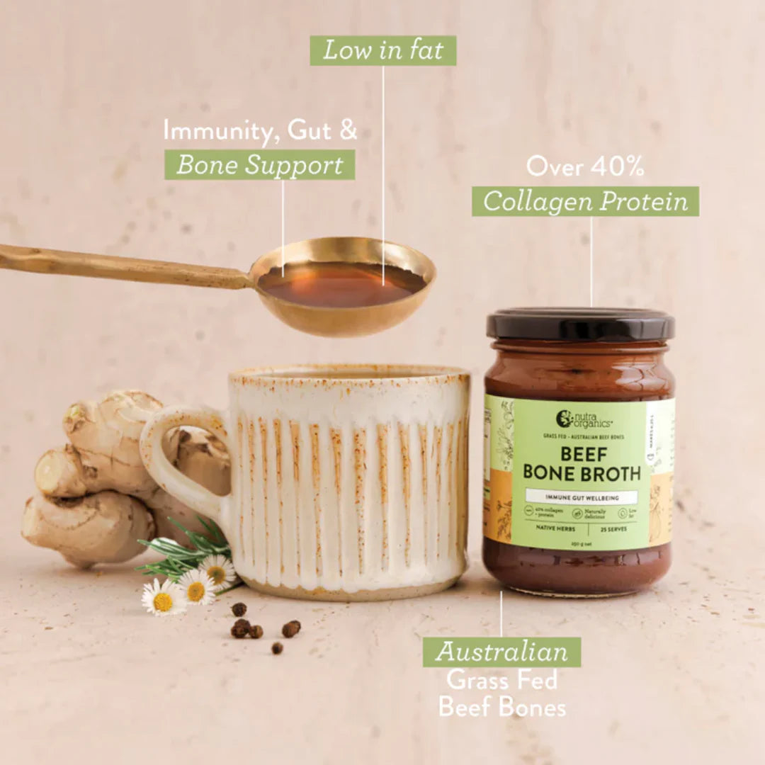 Nutra Organics Beef Bone Broth Concentrate Native Herbs 250g