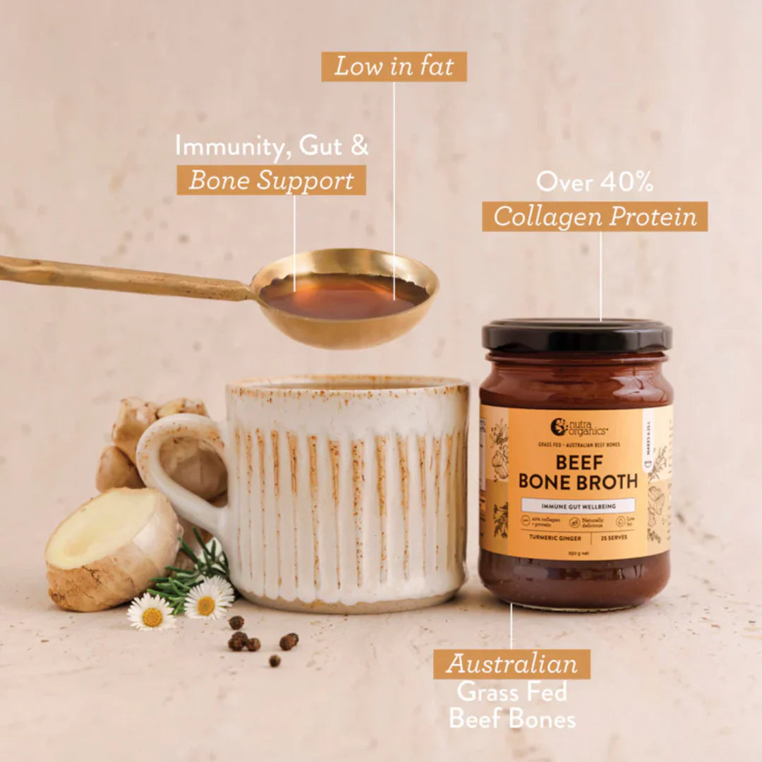 Nutra Organics Beef Bone Broth Concentrate Turmeric Ginger 250g