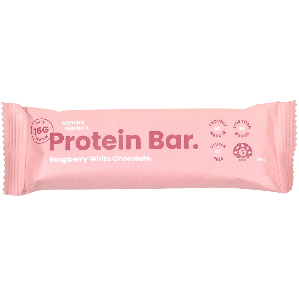 Nothing Naughty Protein Bar Raspberry White Chocolate