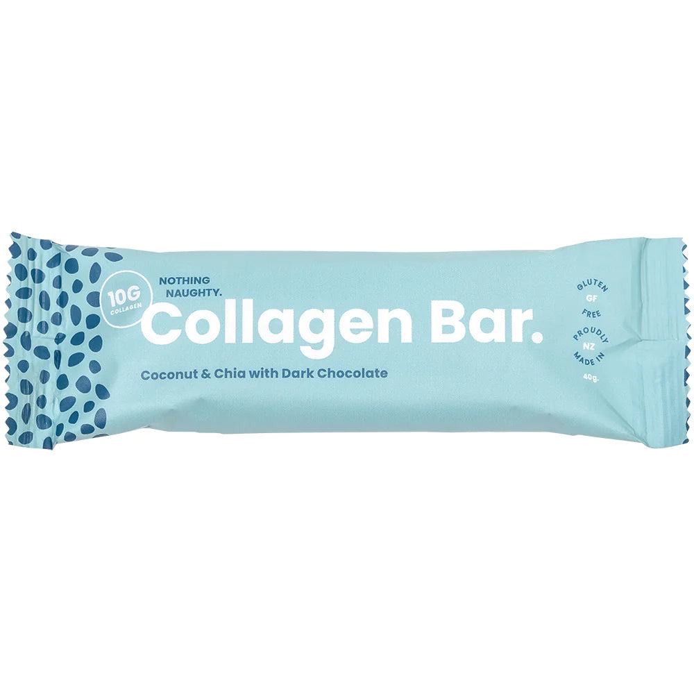 Nothing Naughty Collagen Bar Coconut + Chia with Dark Chocolate